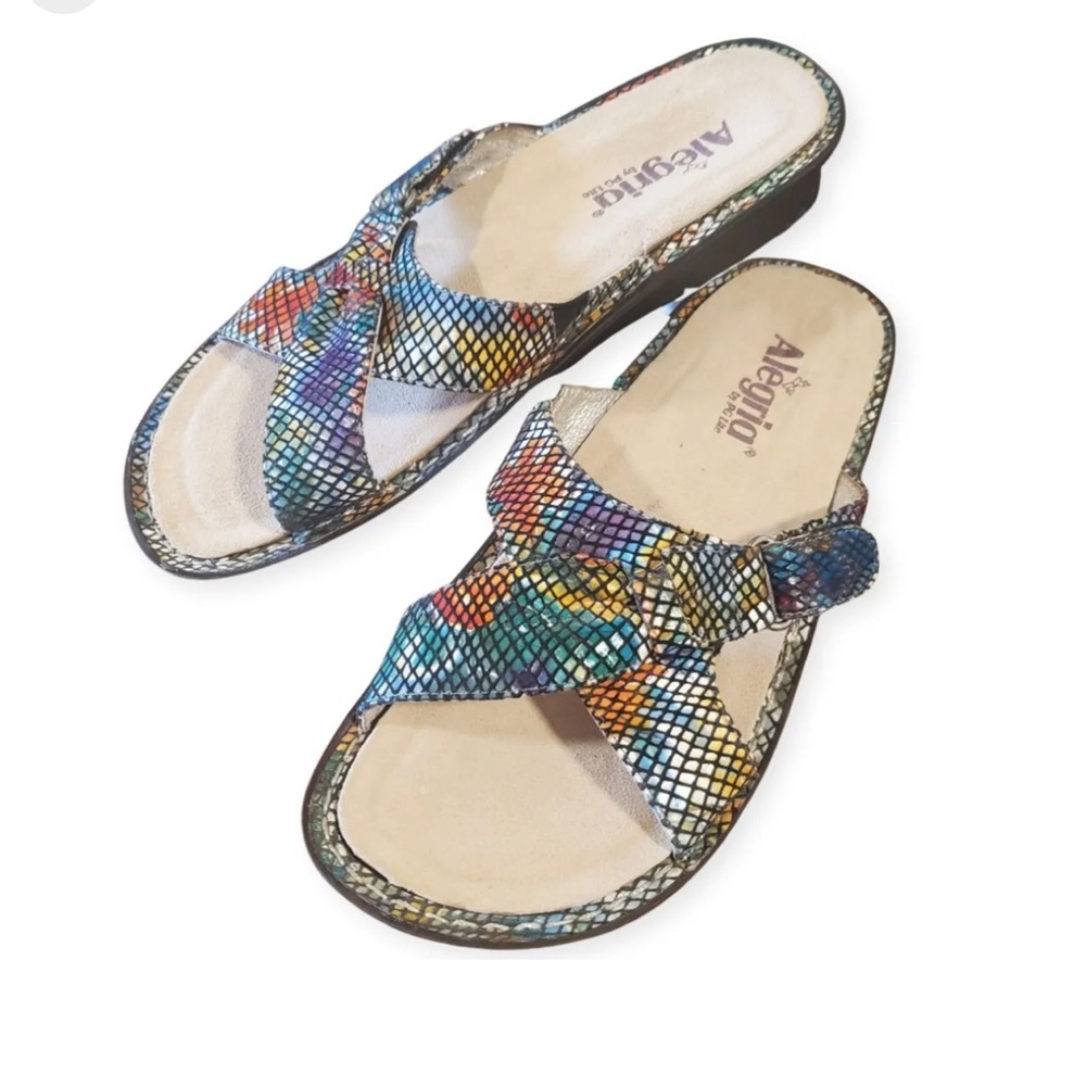 Multi Color Floral Snakeskin print Alegria Criss Cross Velcro Sandal EU size 40